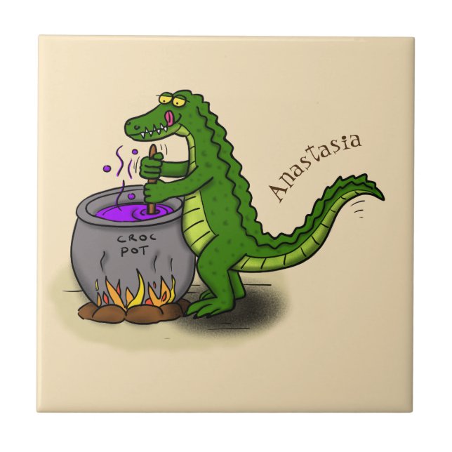 Azulejo Fundido personalizado de cocina de caimanes verdes (Frente)