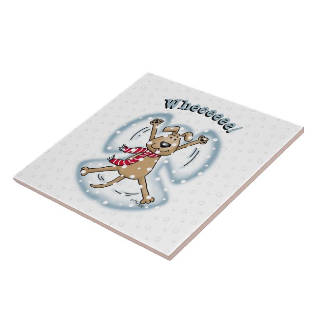 Azulejo Funeraria fiesta de Navidades graciosos de perro d (Lado)