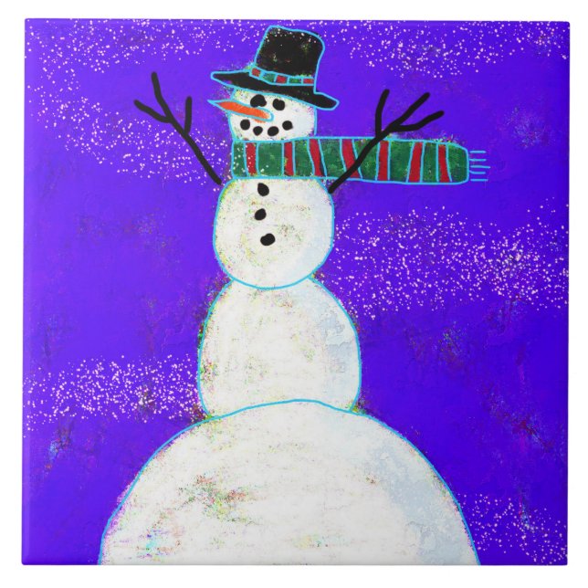 Azulejo Funky Abstract Art Snowman (Frente)