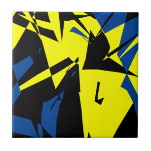 Azulejo Funky Abstract Black Yellow Blue