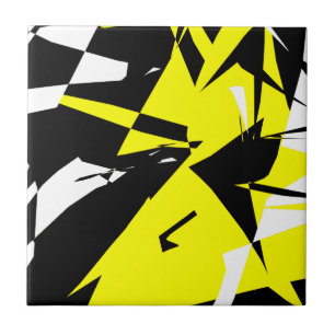 Azulejo Funky Abstract Black Yellow White
