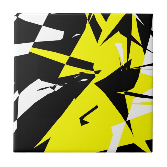 Azulejo Funky Abstract Black Yellow White (Frente)