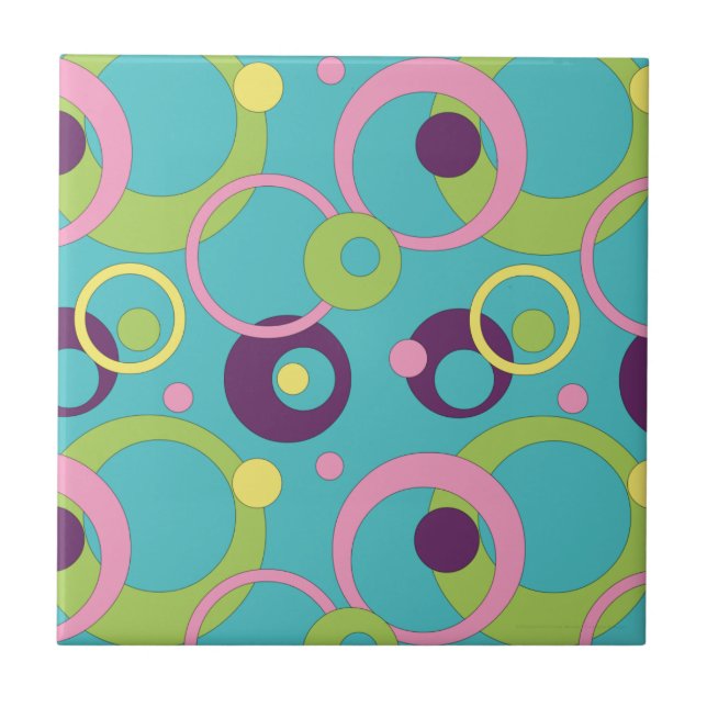 Azulejo Funky Blue Circles Tile (Frente)