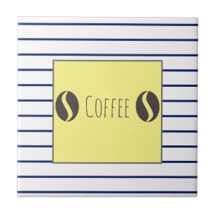 Azulejo Funky Coffee Beans Blue White Stripes