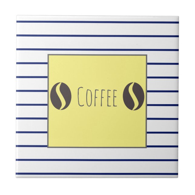 Azulejo Funky Coffee Beans Blue White Stripes (Frente)