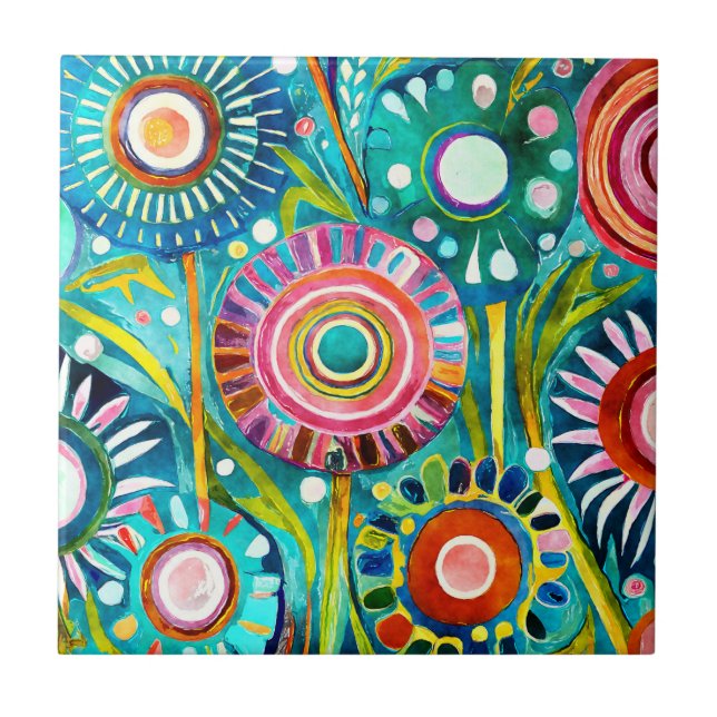 Azulejo Funky Dandelions Tile (Frente)