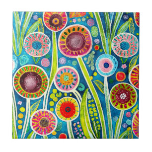 Azulejo Funky Dandelions Tile
