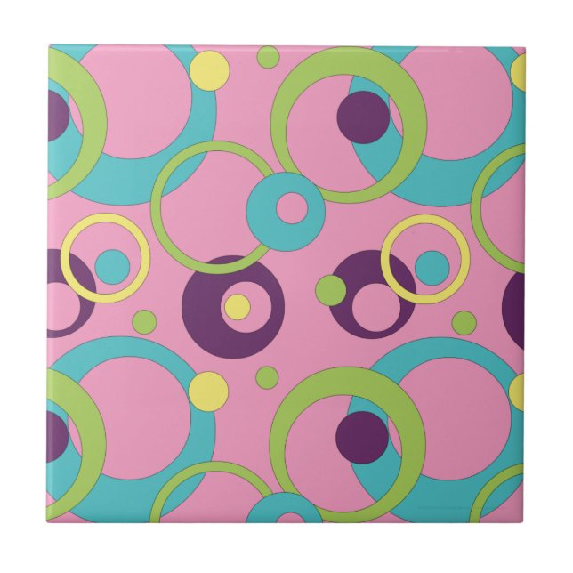 Azulejo Funky Pink Circles Tile (Frente)