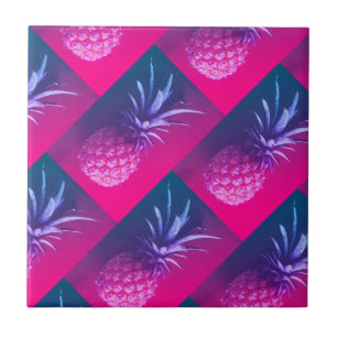 Azulejo Funky Púrpura Púrpura Yummy Pineapple Pattern