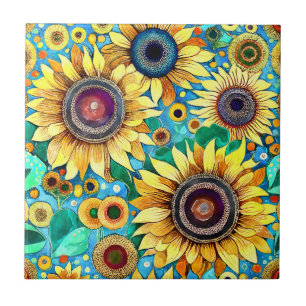 Azulejo Funky Sunflowers Tile