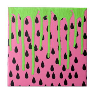 Azulejo Funky Watermelon Neon Green Paint Drips