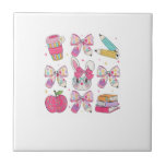 Azulejo Funny Bunny Coquette Bow Rabbit Teacher Easter Ret<br><div class="desc">Funny Bunny Coquette Bow Rabbit Teacher Easter Retro Trendy T-Shirt</div>