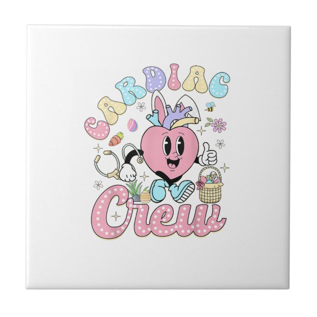 Azulejo Funny Cardiac Crew Easter Day CVICU Nurse Cardiolo (Frente)