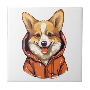 Azulejo Funny Corgi Usando Hoodie
