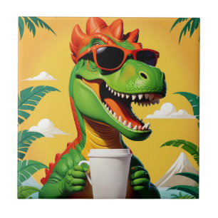 Azulejo Funny de los dinosaurios T-Rex