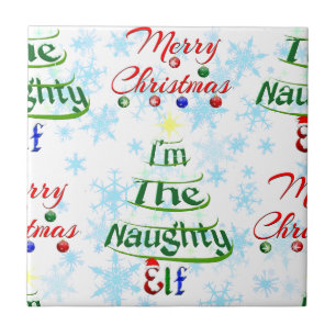 Azulejo Funny Feliz Navidad navideña Naughty Elf