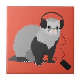 Azulejo Funny Ferret Music Lover