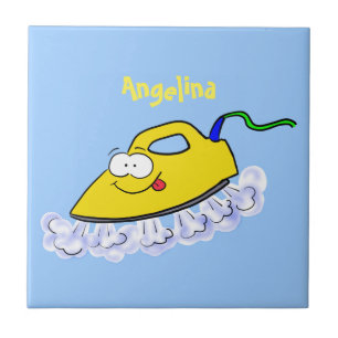 Azulejo Funny ilustracion de lavandería de hierro personal