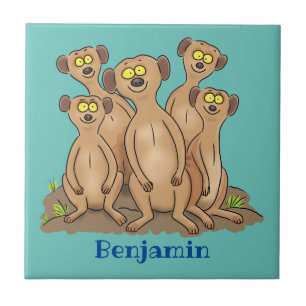 Azulejo Funny meerkat ilustracion personalizado familiar