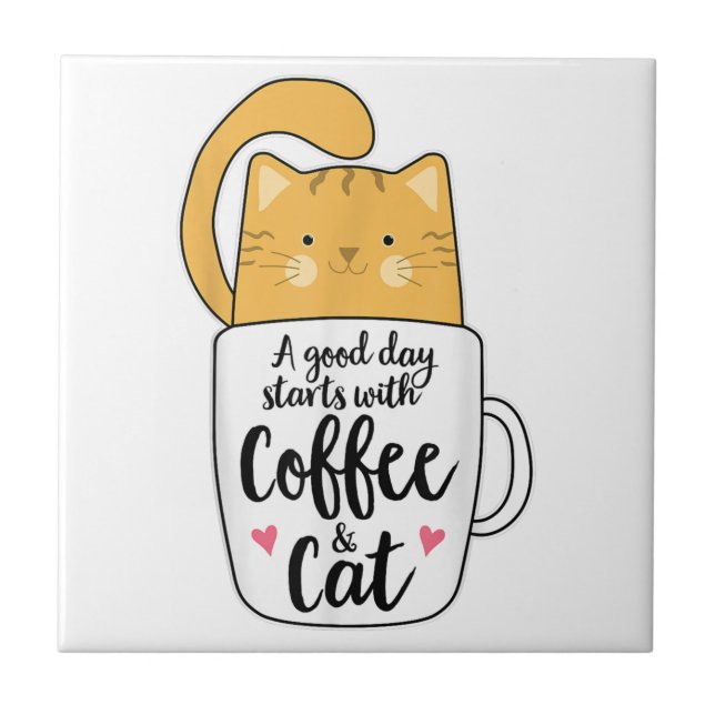 Azulejo Funny Orange Cat Coffee Mug Cat Lover  (Frente)