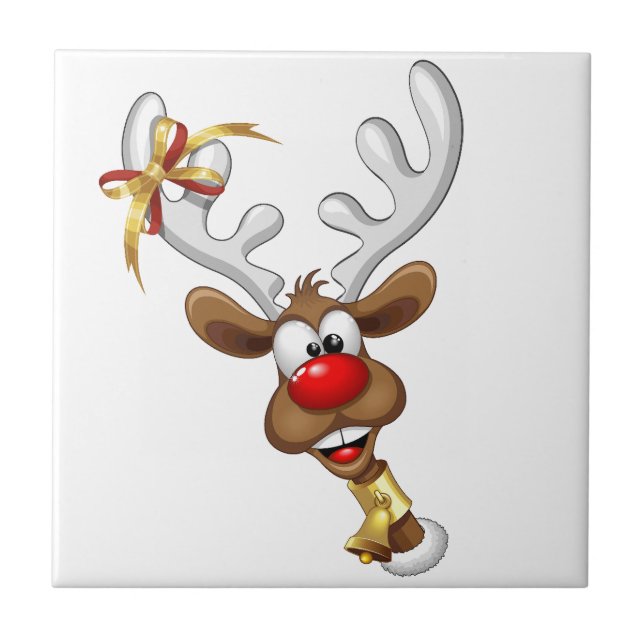 Azulejo Funny Reindeer Peeking Christmas Meme  (Frente)