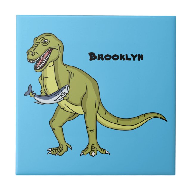 Azulejo Funny T rex dinosaur ilustracion (Frente)
