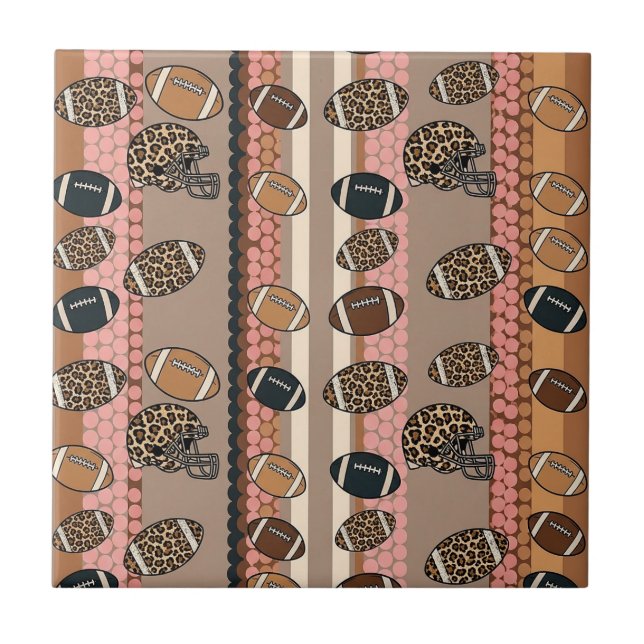 Azulejo Fútbol Coquette Arco Iris Estampado de Leopardo (3 (Frente)