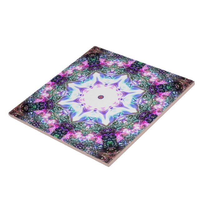 Azulejo futurista artístico brillante Mandala persa floral (Lado)