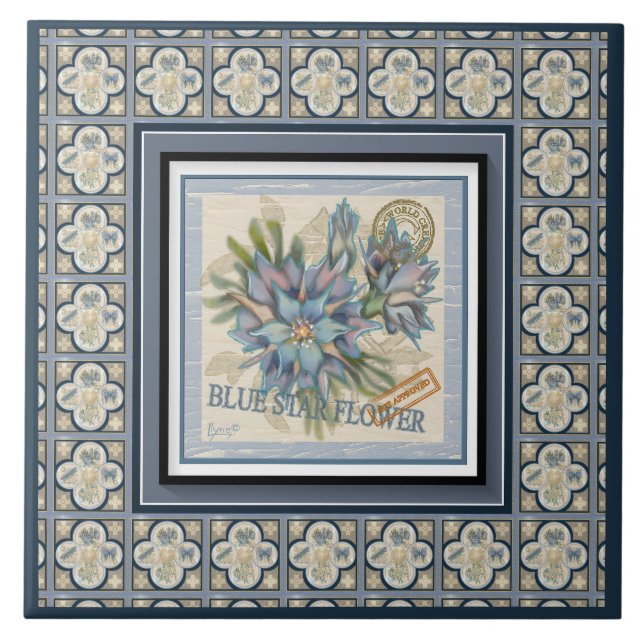 Azulejo G Creación Oficina Flor azul (Frente)