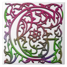 Azulejo G Monograma "Jardín Besque" Tile cerámico