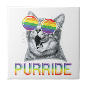 Azulejo Gafas de sol arcoíris Orgullo Gay Gato Divertido L