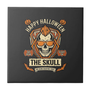 Azulejo Gafas de sol calavera mohawk de feliz Halloween ca