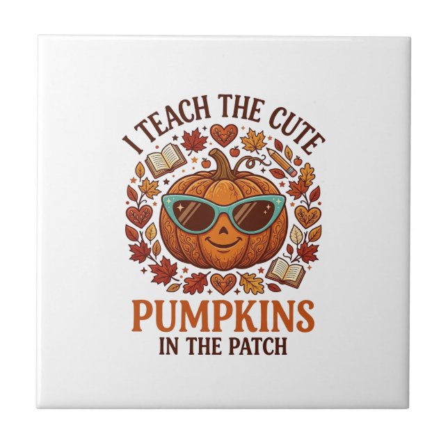 Azulejo Gafas de sol de Halloween con parches de calabazas (Frente)