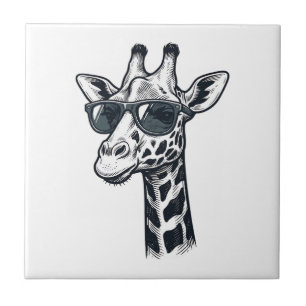 Azulejo Gafas de sol de jirafa geniales Camiseta con graba