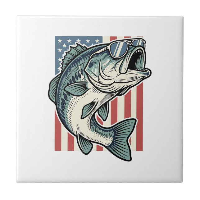 Azulejo Gafas de sol de pesca de lubina patrióticas vector (Frente)