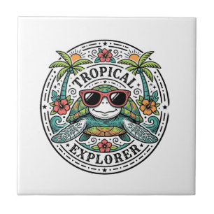Azulejo Gafas de sol de tortuga marina tropical vintage gr