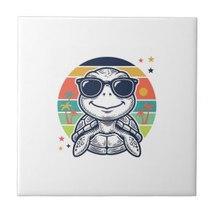 Azulejo Gafas de sol de tortuga tropical vintage Camiseta