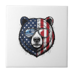 Azulejo Gafas de sol del oso patriótico Camiseta de vector