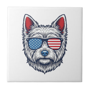 Azulejo Gafas de sol patrióticas para perros Westie Arte v