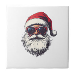 Azulejo Gafas de sol retro cara de Santa Claus Cool Navida