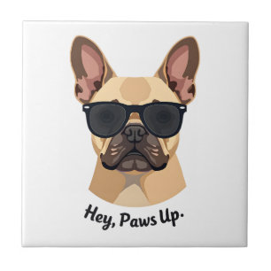 Azulejo Gafas de sol vintage Hey, Paws Up Bulldog Francés