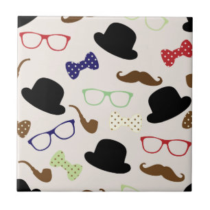 Azulejo Gafas, Gorras y bigote