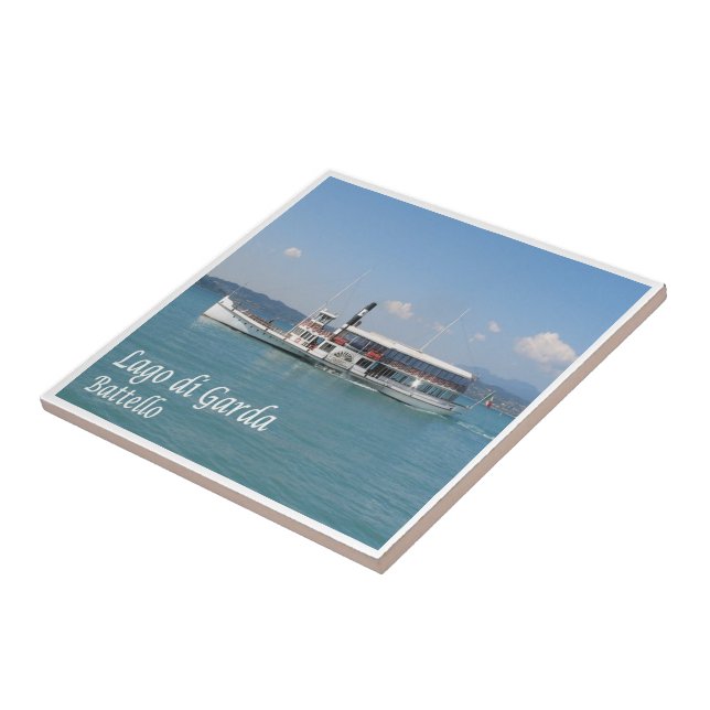 Azulejo GAL057 LAKE GARDA, barco, Italia, (Lado)