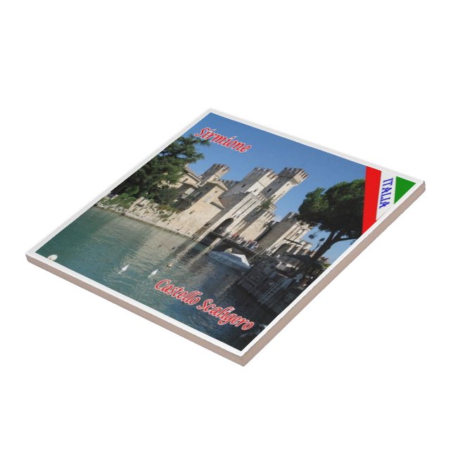 Azulejo GAL112 SIRMIONE Lake Garda, Castle Scaligero, (Lado)