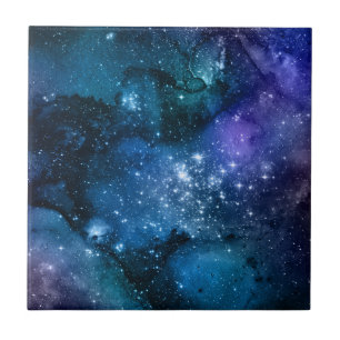Azulejo Galaxia Azul Cielo Estrellado Espacio Cósmico Nebu