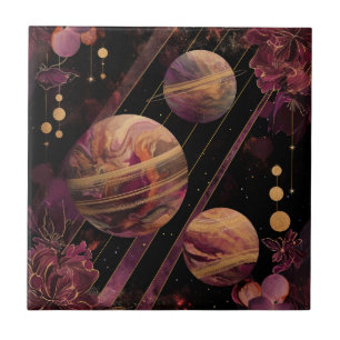 Azulejo Galaxia de Amatista Planeta Oro Celestial