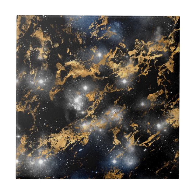 Azulejo Galaxia de los amantes del espacio nocturno Golden (Frente)