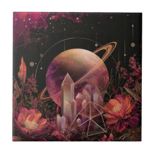 Azulejo Galaxia de Planet Purple de Oro de Lujo