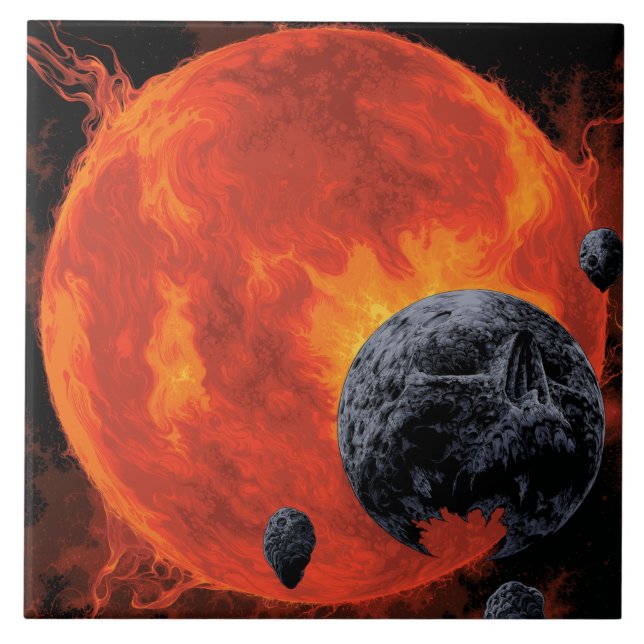 Azulejo Galaxia Halloween de Halloween en el cementerio es (Frente)