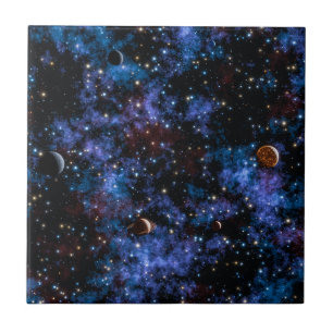 Azulejo Galaxias coloridas, estrellas y planetas